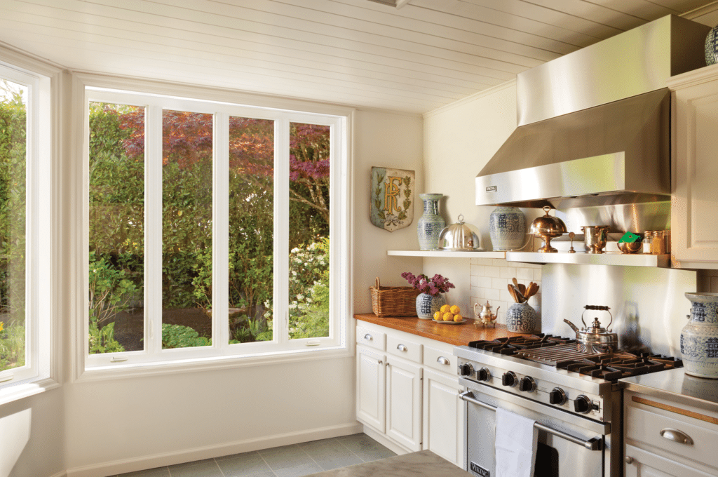 Residential windows in Cincinnati, OH in a kitchen.  This is a 4-lite casement window.